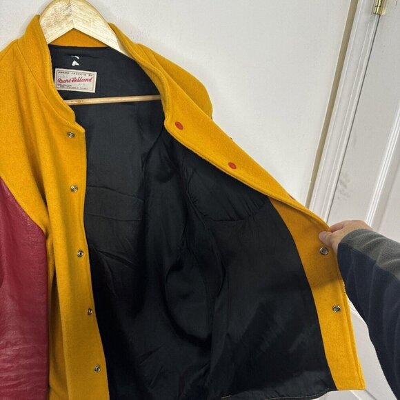 Vintage 1966 Varsity Men M/L Basketball Lords Edmonton Leather Wool Jacket - Picture 7 of 11